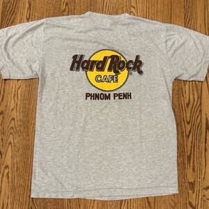 Vintage Hard Rock Cafe T Shirt Phnom Penh Size Large Gray Gray Cambodia